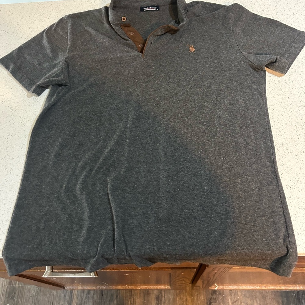 Charcoal Polo Shirt with Brown Accents